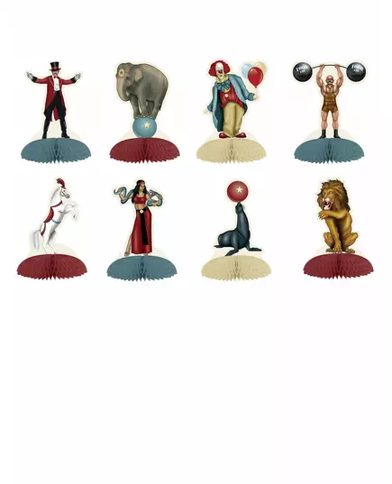 8 mini středových dekorací Vintage Circus 5"