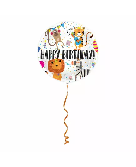 Hliníkový balónek Happy Birthday zvířátka 45 cm
