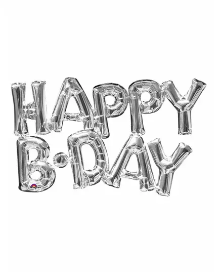 Fóliový balónek nápis Happy Birthday stříbrný 76 cm