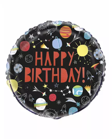Fóliový balónek Happy Birthday černý vesmír 45 cm