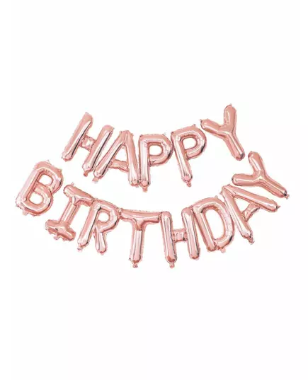 Rose gold fóliové balónky Happy Birthday 305 × 35 cm