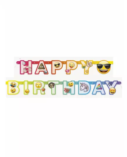 Kartonový banner Happy Birthday Emoji Rainbow 1,8 m