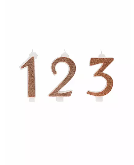 Rose gold číselná narozeninová svíčka 13 cm