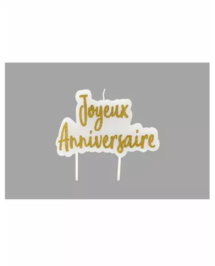 Zlatá třpytivá svíčka Happy Birthday na špejli 8 × 5 cm