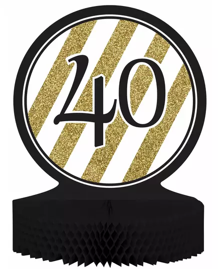 Voštinový papírový středový dekor 40th Anniversary Black and Gold 23 x 30 cm