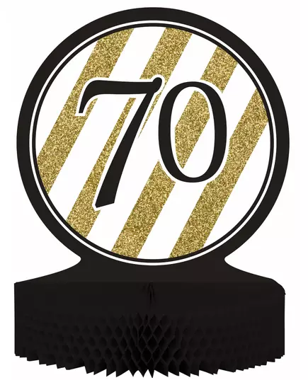 Voštinový papírový středový dekor 70th Anniversary Black and Gold 23 x 30 cm