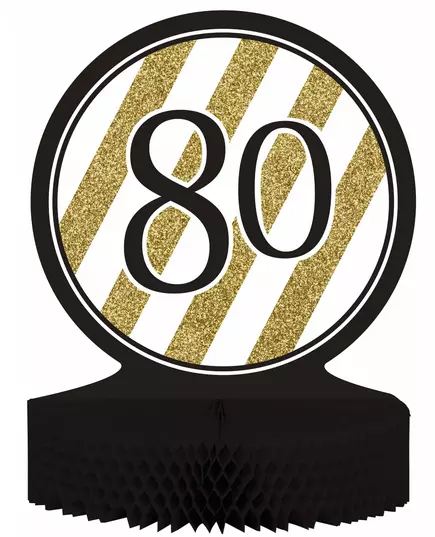 Voštinový papírový středový dekor 80th Anniversary Black and Gold 23 x 30 cm
