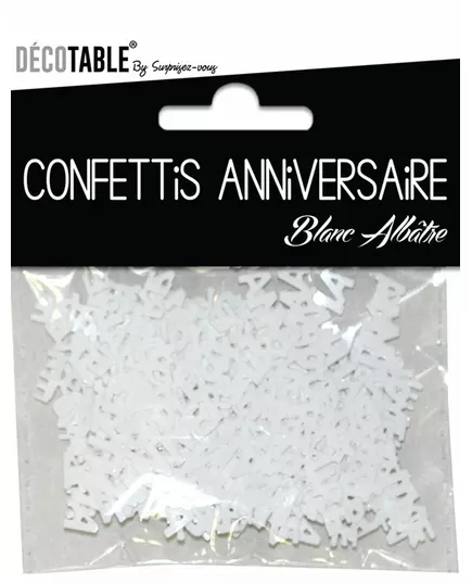 Bílé konfety Happy Birthday