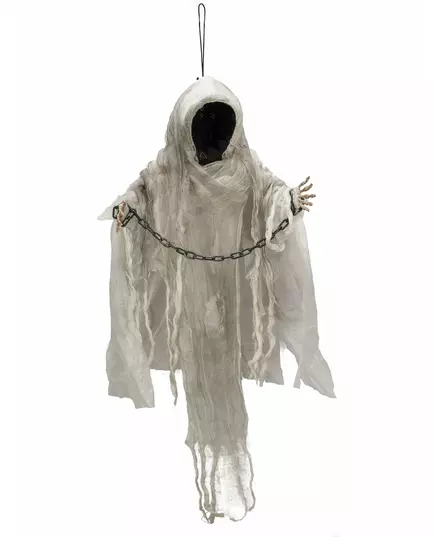 Svítící závěsná spoutaná kostra Halloween 100 cm
