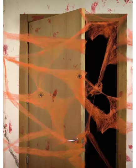 Oranžová pavučina s pavouky 20 g Halloween