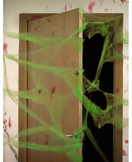 Zelená pavučina s pavouky 20 g Halloween