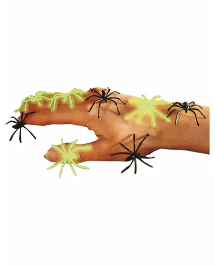 Falešní černí a svítící pavouci Halloween