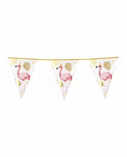 Girlanda z 10 praporků Tropical Flamingo z plastu 30 x 20 cm