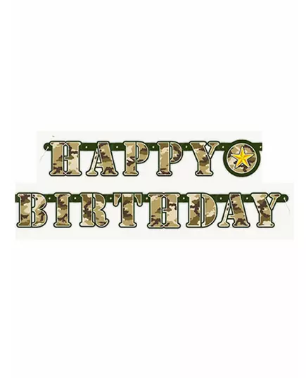 Kloubová girlanda Happy Birthday military 1.6 meter