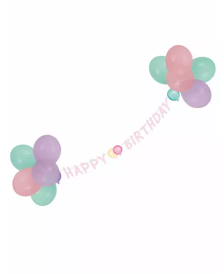 Pastelová girlanda z balónků Happy Birthday 1,5 m