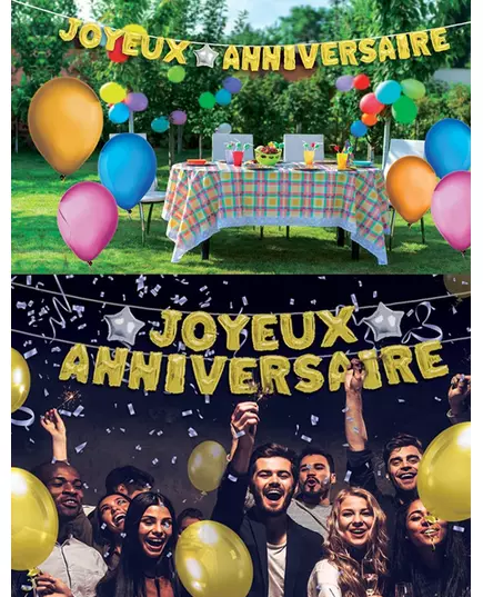 6 m zlatá balónková girlanda Happy Birthday