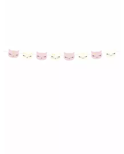 Kartonová girlanda růžové a bílé kotě 8,5 cm × 1,4 m