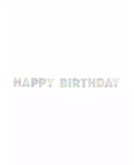 Iridescentní kartonová girlanda Happy Birthday 2,20 m