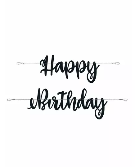 Černá kartonová girlanda Happy Birthday 2,13 m