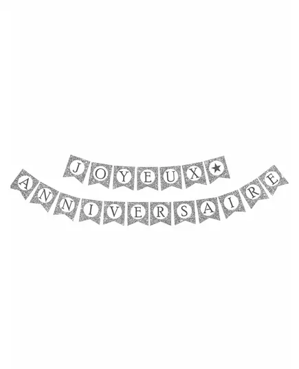 Stříbrná třpytivá girlanda Happy Birthday