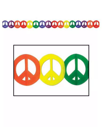 Papírová girlanda Hippie Peace ve více barvách