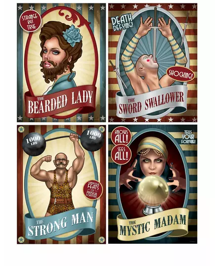 4 plakáty Vintage Circus 38 cm
