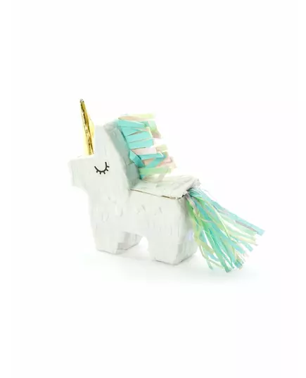 Mini piñata bílý jednorožec 8 × 2,5 cm