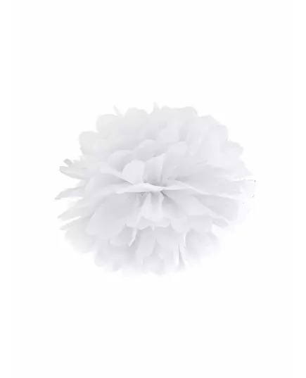 Bílý papírový závěsný pompom 25 cm
