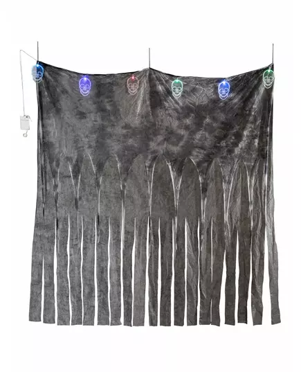 Závěs 6 svítících lebek 185 x 140 cm