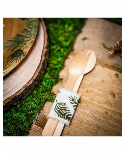 Lněná stuha tropický list zelená a slonová kost 4,5 cm × 3 m