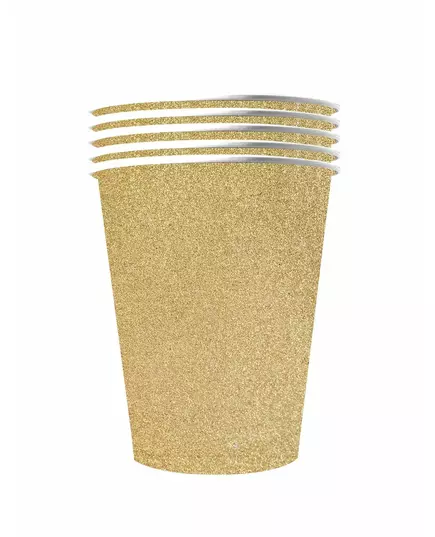 10 amerických třpytivých kelímků – recyklovatelné zlaté kartonové 53 cl