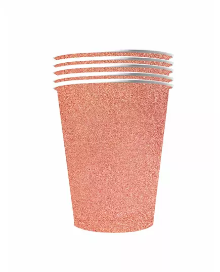10 amerických třpytivých recyklovatelných kartonových kelímků rose gold 53 cl