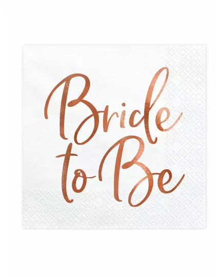 20 papírových ubrousků „Bride to be“ růžové zlato 33 x 33 cm