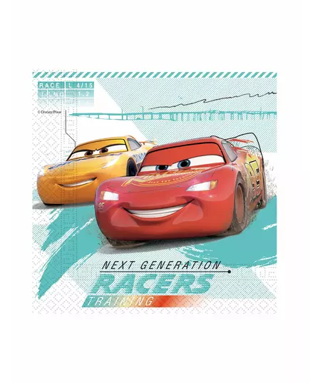 20 kompostovatelných papírových ubrousků Cars 3 33 x 33 cm