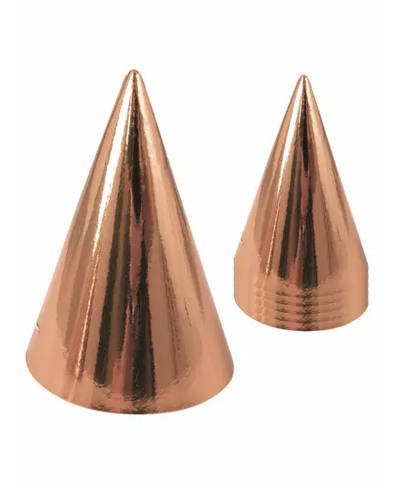 6 rose gold kartonových párty klobouků 15 cm