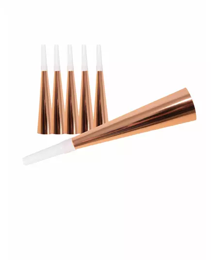 6 rose gold kartonových trumpet 19 cm