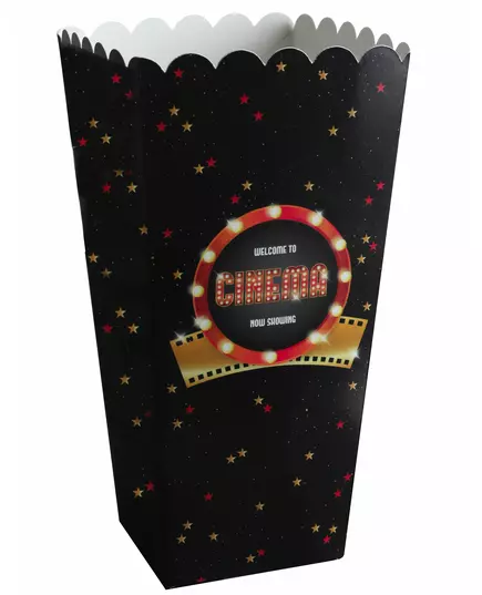 8 hollywoodských popcorn kornoutů z kartonu 6 x 17 cm
