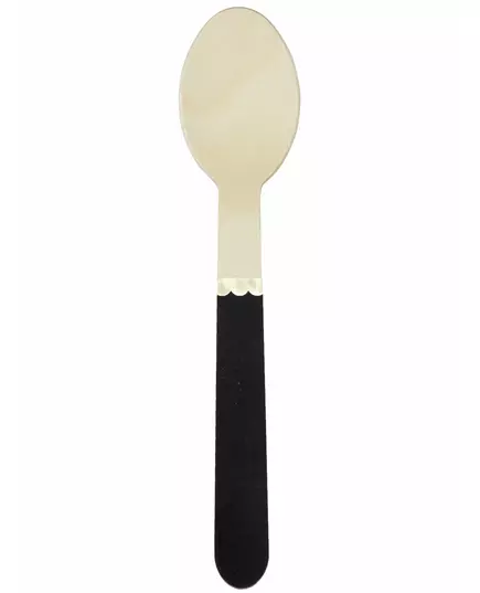 8 malých černých dřevěných lžiček 16 cm
