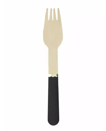 8 malých černých dřevěných vidliček 15 cm
