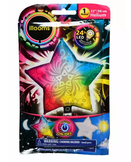Illooms® LED fóliový balónek hvězda (vícebarevná) 50 cm