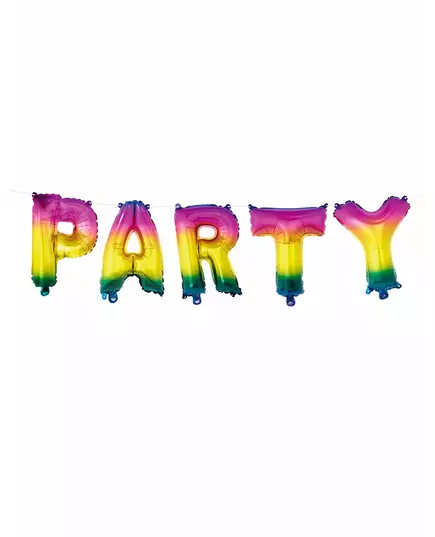 Fóliové balónky písmena „Party Rainbow“ 3 m