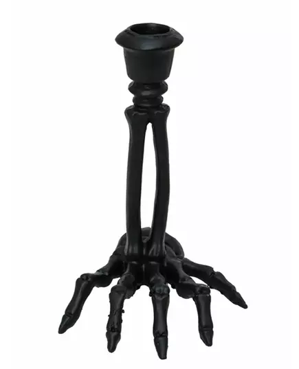 Černý pryskyřicový svícen kostra 16 cm
