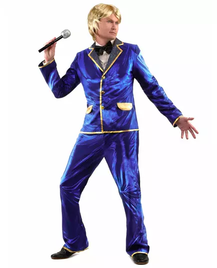 Kostým disco zpěváka (modrý) pro muže, Velikost: Medium