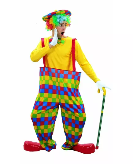 Barevný kostkovaný klaunský kostým pro muže