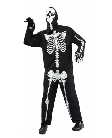 Černý kostým kostlivce pro muže Halloween, Velikost: Medium/Large