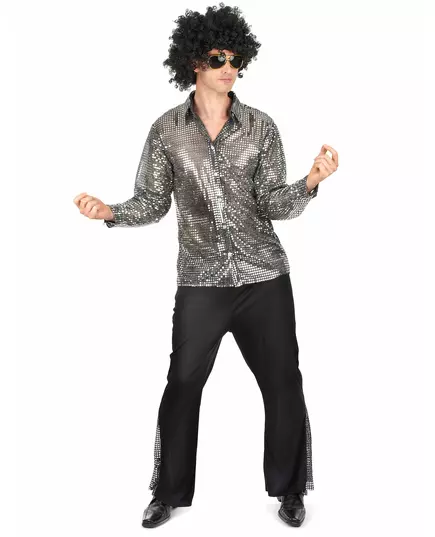 Stříbrný disco kostým pro muže, Velikost: Medium