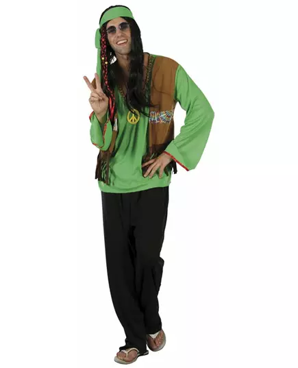 Zeleno-černý hippie kostým pro muže