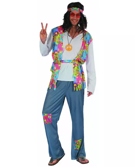 Hippie kostým s džínovým efektem pro muže, Velikost: Medium