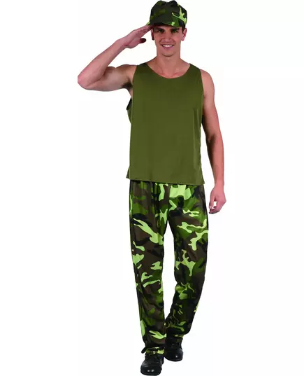Khaki zelený vojenský kostým pro muže