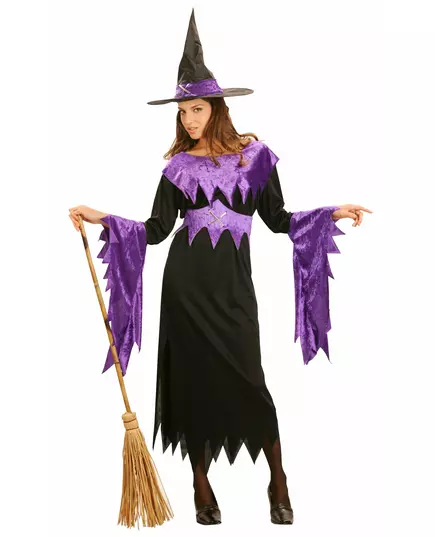 Fialový čarodějnický kostým s kloboukem pro ženy Halloween